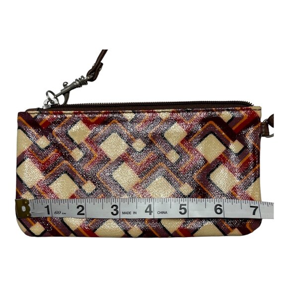 Fossil Wristlet Wallet Key Per Floral Coated Canvas Retro Geometric Print - Picture 5 of 8